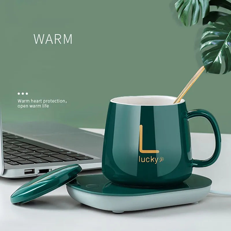 Electric Coffee Warmer & Mug Set | Smart Heating Coaster for Office & Desk TPPE
